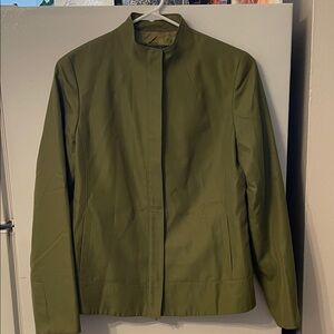 Lafayette 148 New York Women’s Size 2 Silk Cotton Sage Zip Up‎ Jacket Elegant